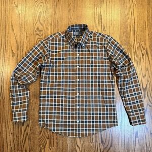 Polo Ralph Lauren Classic Fit Plaid Button Down Shirt Medium Brown Navy